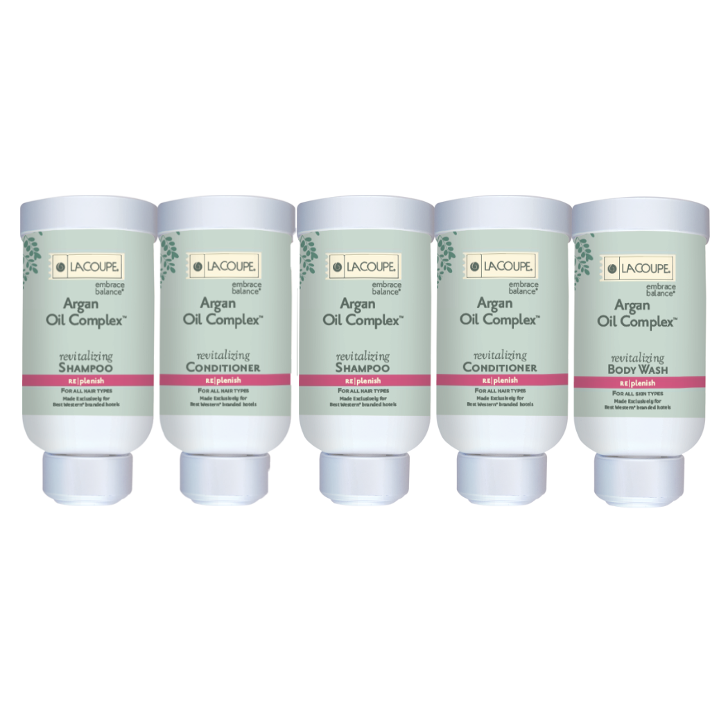 photo of La Coupe shampoo, conditioner, body wash dispenser set